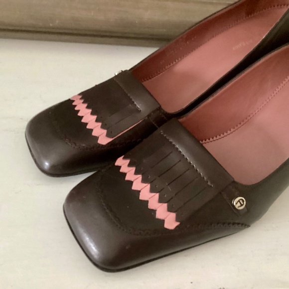 Vtg Etienne Aigner E-Ysabel Brown Square Tow leather pumps women’s 10M Brazil - Picture 3 of 16